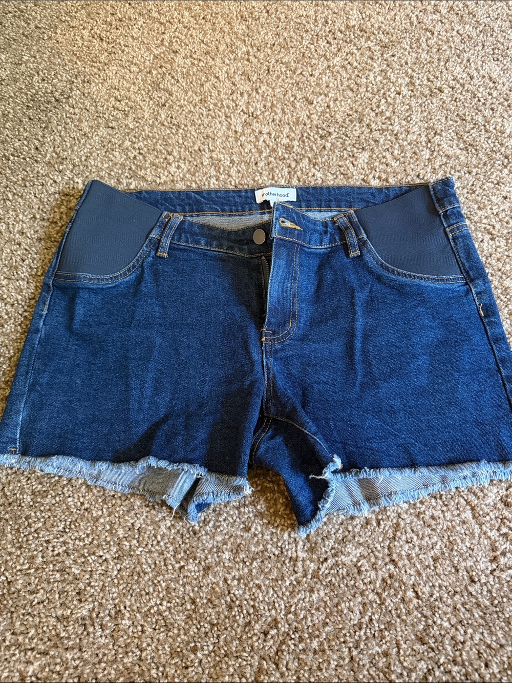 Motherhood Maternity Dark Wash Denim Maternity Shorts with Side Panels